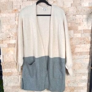 Madewell Cardigan Sweater Balloon Sleeves  Color Block Crem & Light Green Size S